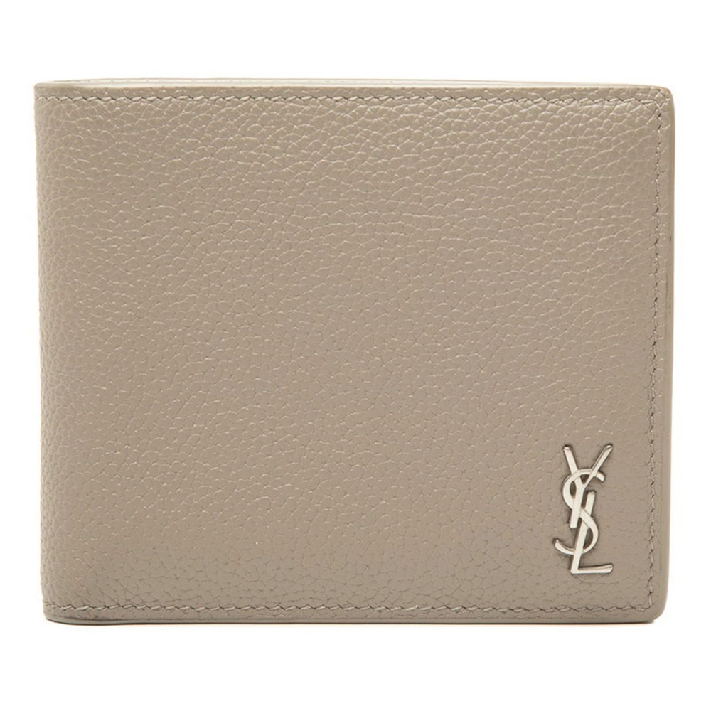 Saint Laurent Cassandra YSL Bi fold Wallet Beige Cream Leather